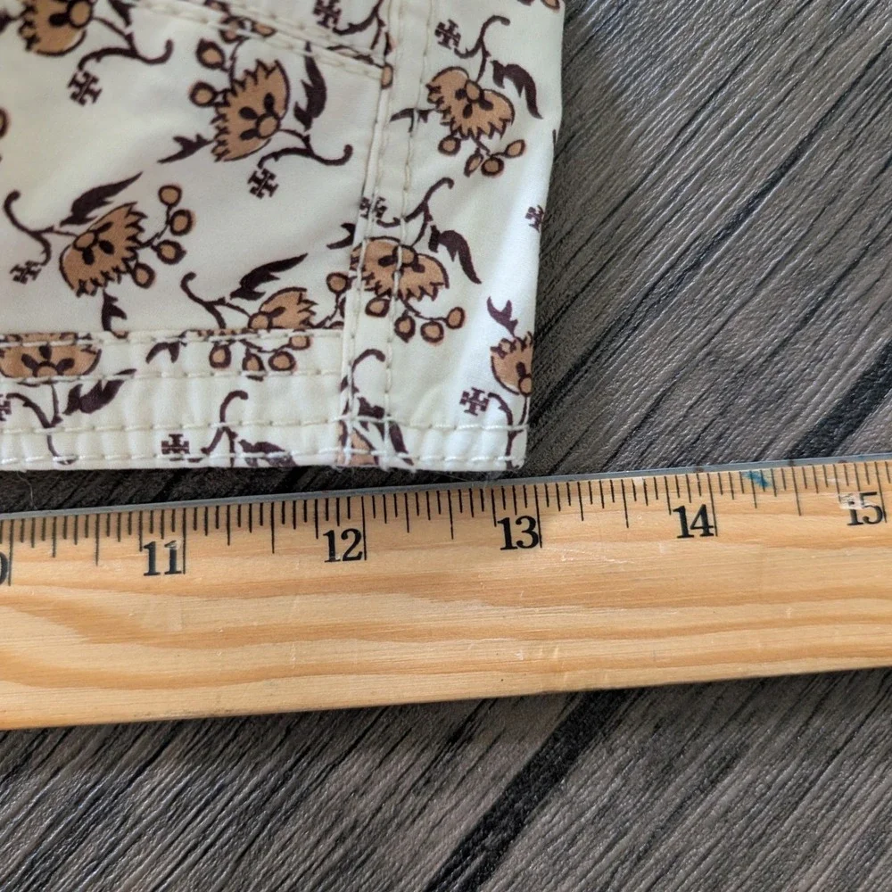 Tory Burch Dandelion Print Cotton Bra Top Cream Brown Size 2